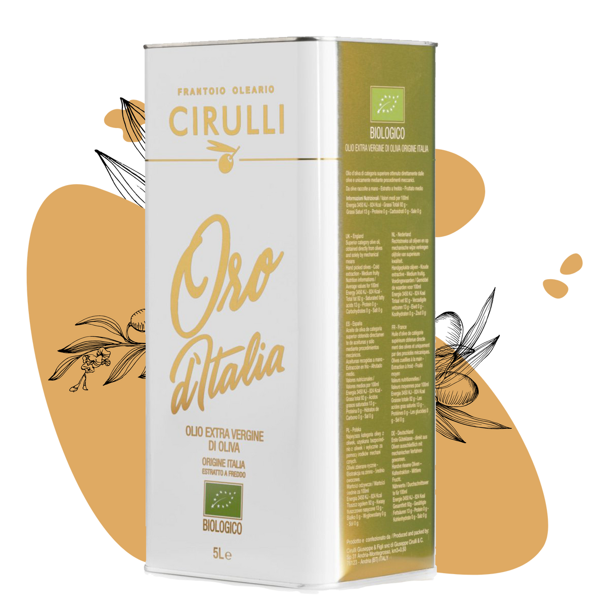 1 lattina di olio extravergine Biologico • 5 Litri